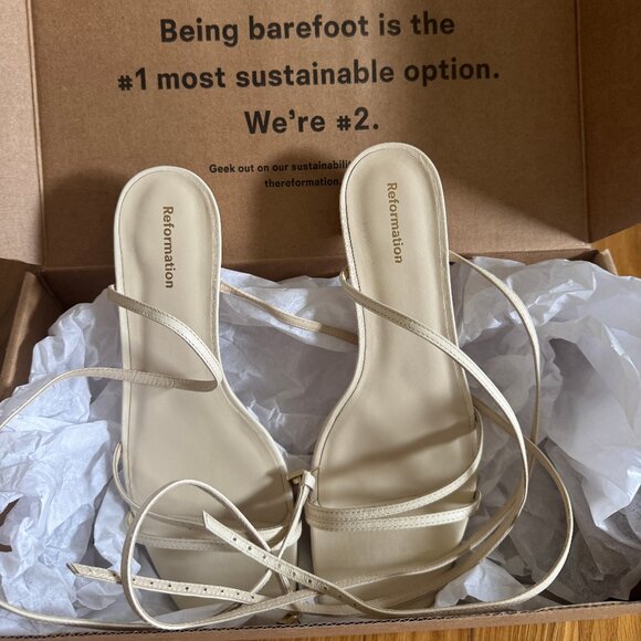 Reformation | Alice Heeled Sandal | Size 6 | Brand New | Almond Color - Picture 1 of 4